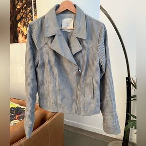 Anthropologie Hei Hei Vegan Suede Grey Moto Jacket